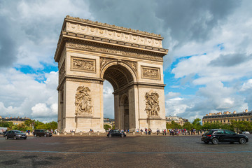 Fototapeta na wymiar PARIS, FRANCE - July 31, 2019: Arc de Triomphe in Paris, one of the most famous monuments, Paris, France.