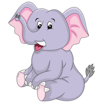 Elephant sitting with a smile cartoon image illustration