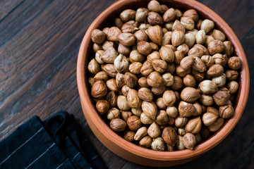 Roasted Macadamia Nuts in Stew Pot.