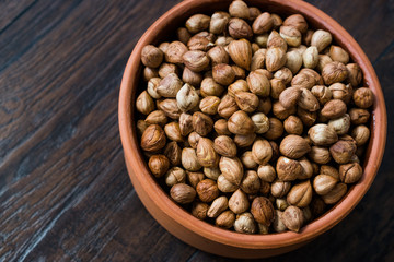 Roasted Macadamia Nuts in Stew Pot.