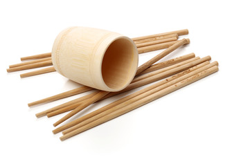 Bamboo tableware on white background