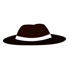 Brown Hat with White Sash - Cartoon Vector Image