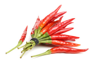 Red chili peppers on white background