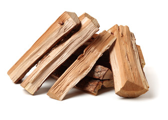 Pile of firewood isolated on a white background