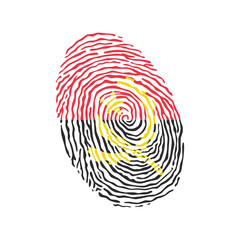 Fototapeta na wymiar Fingerprint vector colored with the national flag of Angola