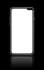 All-screen blank smartphone mockup isolated on black. 3D render