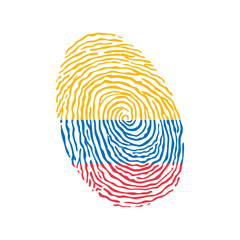 Fingerprint vector colored with the national flag of Colombia