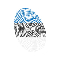 Fingerprint vector colored with the national flag of Estonia