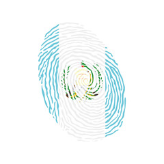 Fingerprint vector colored with the national flag of Guatemala