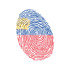Fototapeta na wymiar Fingerprint vector colored with the national flag of Liechtenstein
