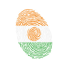 Fototapeta na wymiar Fingerprint vector colored with the national flag of Niger