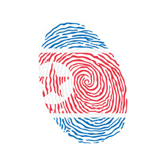 Fototapeta na wymiar Fingerprint vector colored with the national flag of North Korea