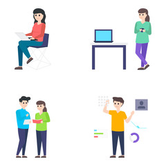 Office Employees Flat Vector Character