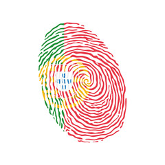 Fototapeta na wymiar Fingerprint vector colored with the national flag of Portugal