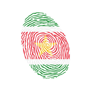 recommend clip art: Fingerprint vector colored with the national flag of Suriname