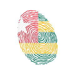 Fototapeta na wymiar Fingerprint vector colored with the national flag of Togo