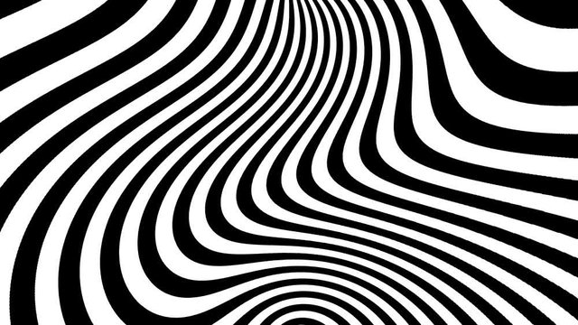 4k abstract animation.Black and white  striped  illusion seamless looping