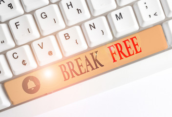 Word writing text Break Free. Business photo showcasing another way of saying salvation out of...