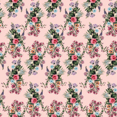 Obraz premium Flowers pattern.Silk scarf design, fashion textile. Background for the design and decoration of textiles. art abstract design, Seamless flower pattern
