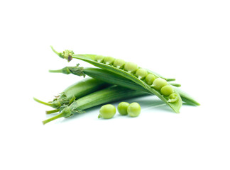 Fresh peas isolated on white background