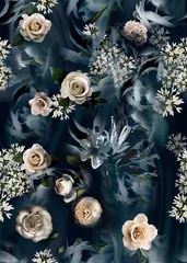 Nahtloses tropisches Blumenmuster, Aquarell. Blumenmuster. für Textilien, Tapeten, Musterfüllungen, Abdeckungen, Oberflächen, Drucke, Geschenkverpackungen, Schals, Decoupage. Nahtloses Muster © hellodesignen