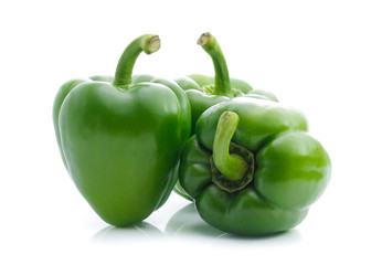 Green pepper on white background