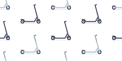 Seamless pattern with Electric scooter. isolated on white background
