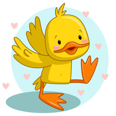 cute duck strides cheerfully. vector