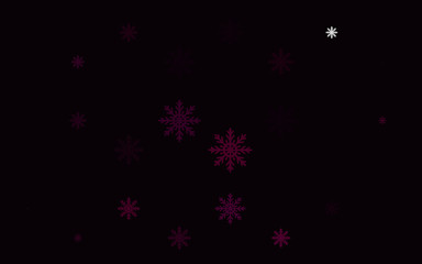 Light Purple vector pattern with christmas snowflakes. Shining colored illustration with snow in christmas style. The pattern can be used for new year leaflets.
