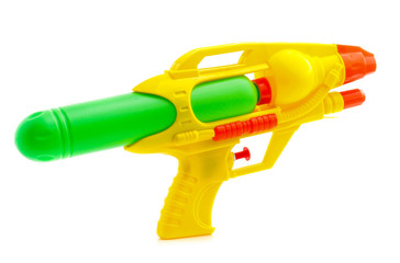 Plastic water gun isolated on white background