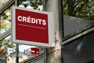 Panneau banque, concept de crédit bancaire