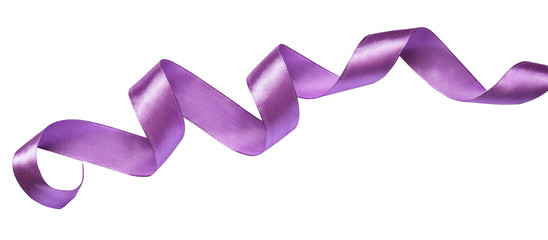 Curled purple silk ribbon