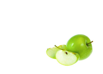 copy space green apple isolated on white