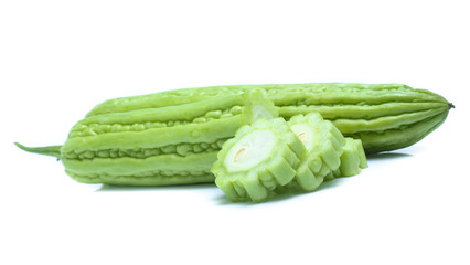 Bitter melon or  Bitter gourd on white background