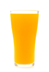 Orange juice glass, isolated on white background