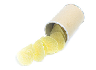 Potato Chips on white background