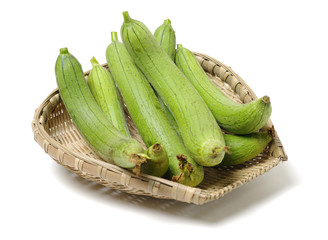 fresh loofah on the white background 