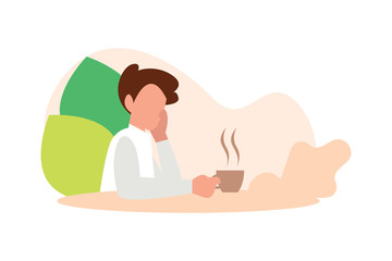 man is drinking coffee. enjoy coffee in the morning concept vector illustration concept for web landing page template, banner, flyer and presentation