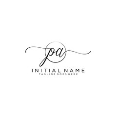 PA Initial handwriting logo with circle template vector.