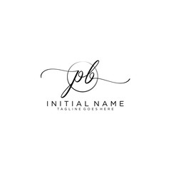 PB Initial handwriting logo with circle template vector.