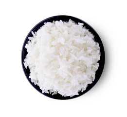 top view rice bowl on white background