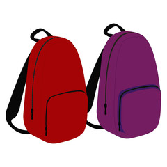 Red and Purple School Bags - Cartoon Vector Image