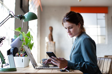 Adult female working from home