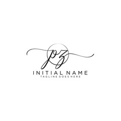 PZ Initial handwriting logo with circle template vector.