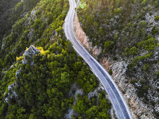 Aerial view of mountain road near the Drvar town in Bosnia and Herzegovina