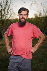 Portrait of a farmer in an orchard
