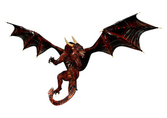 3D Rendering Fairy Tale Dragon on White