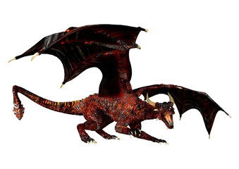 3D Rendering Fairy Tale Dragon on White