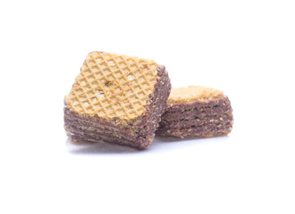 wafer chocolate dessert on white background