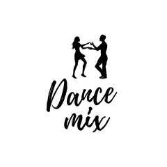 Salsa in the city. Street dancing. Beautiful couple dancing. Vector illustration cartoon style. Dance studio logo.